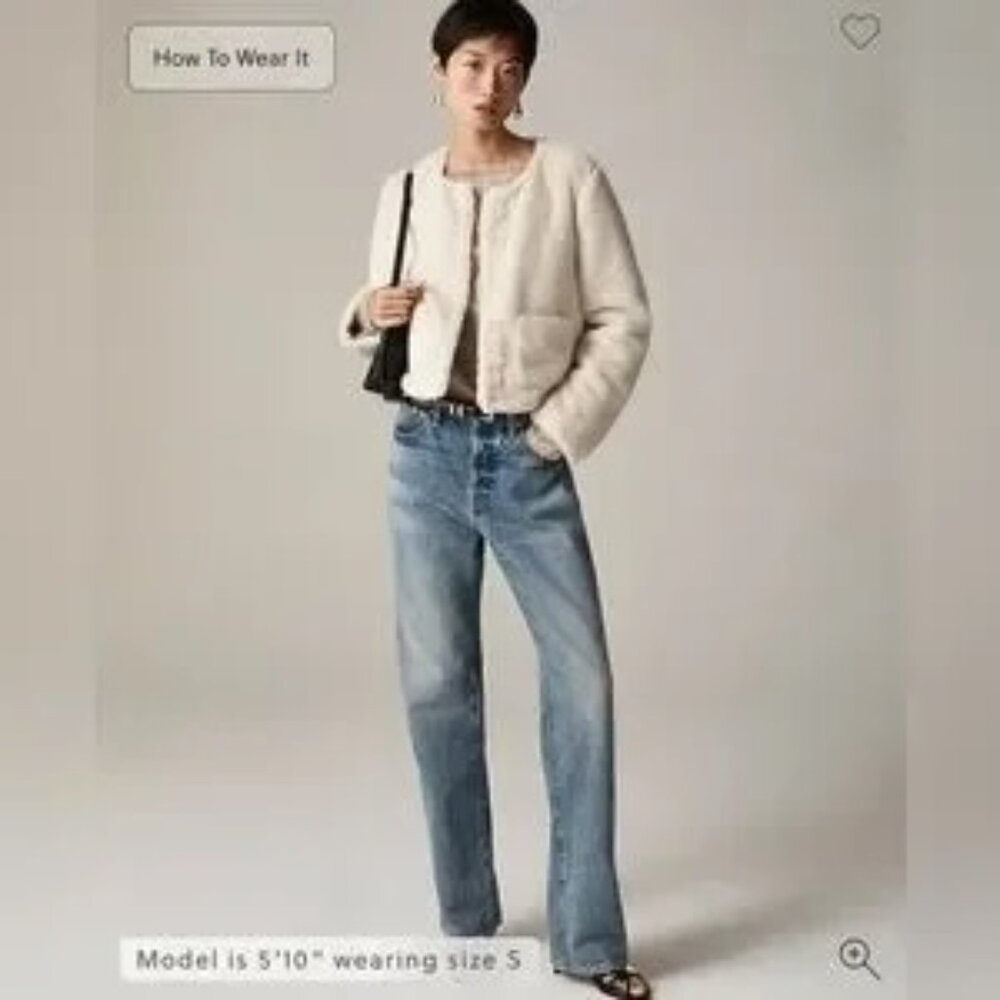 NWT J CREW FAUX FUR CROPPED JACKET SZ SMALL